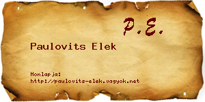 Paulovits Elek névjegykártya